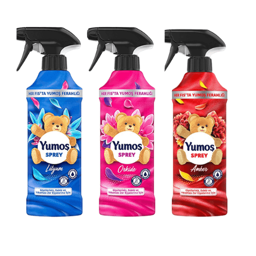Yumoş Ev ve Tekstil Spreyi 450ml Amber + Lilyum + Orkide 3'Lü Set