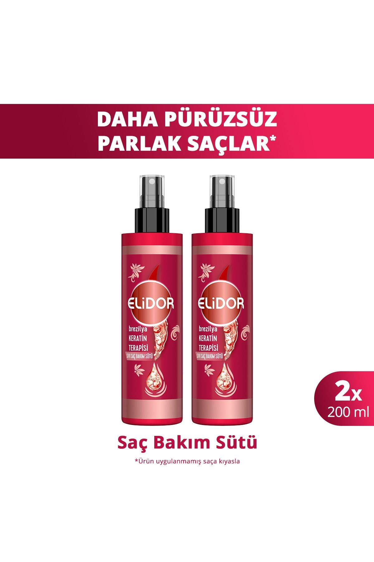 Elidor Sıvı Saç Bakım Sütü Brezilya Keratin Terapisi 200 ml X2
