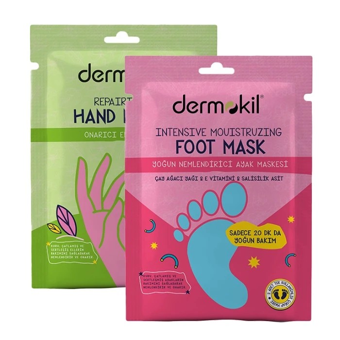 DERMOKİL Yoğun Nemlendirici Ayak Maskesi 30 ml + Onarıcı El Maskesi 30 ml 2'li Set
