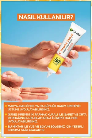 Garnier C Vitamini Parlak Günlük UV Korumalı Güneş Yüz Kremi Işıltılı Doku SPF50+ 40ml