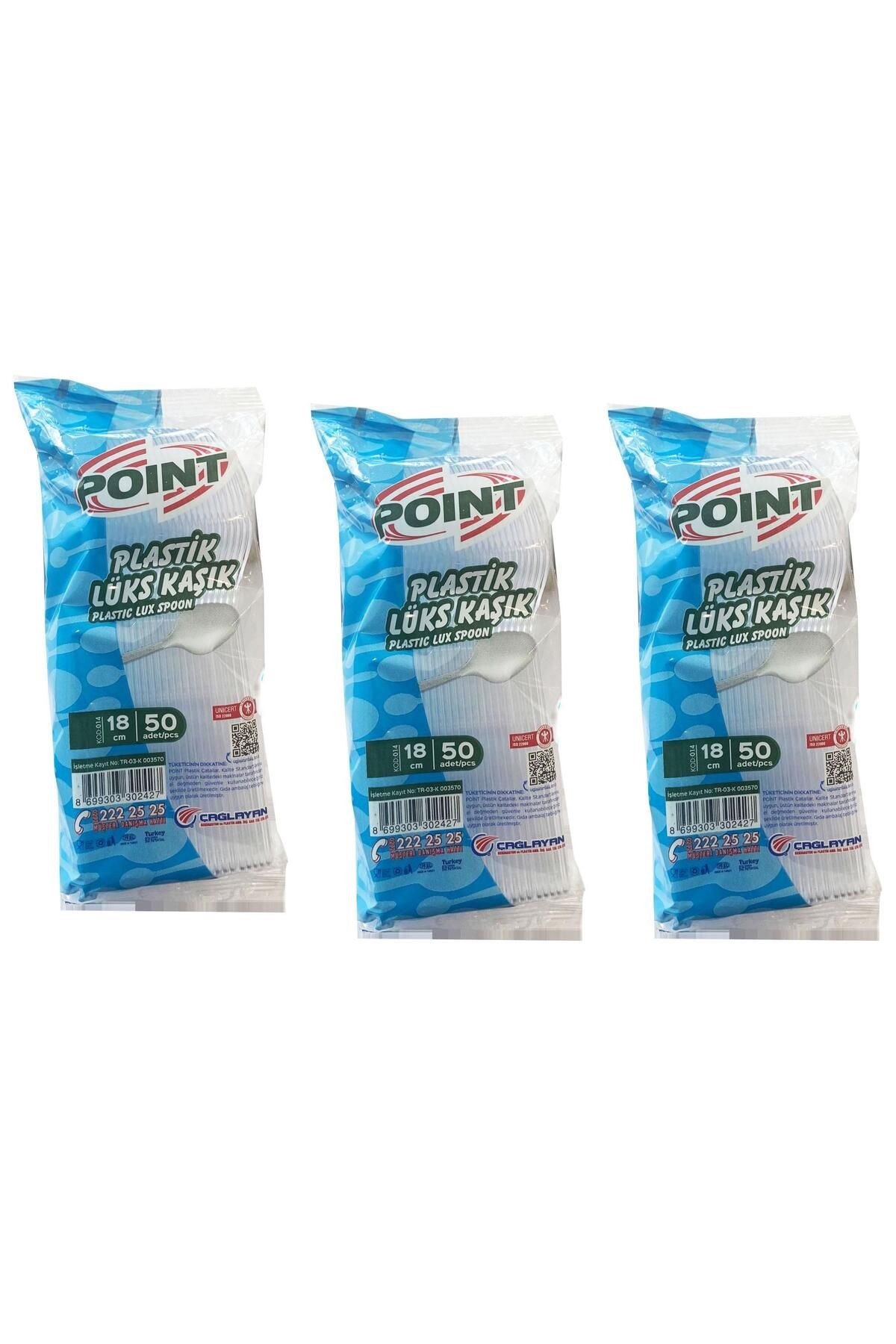 Point Plastik Lüx Şeffaf Kaşık - 18 Cm. - 3.2 Gr. - 50 Adetlik 3 Paket