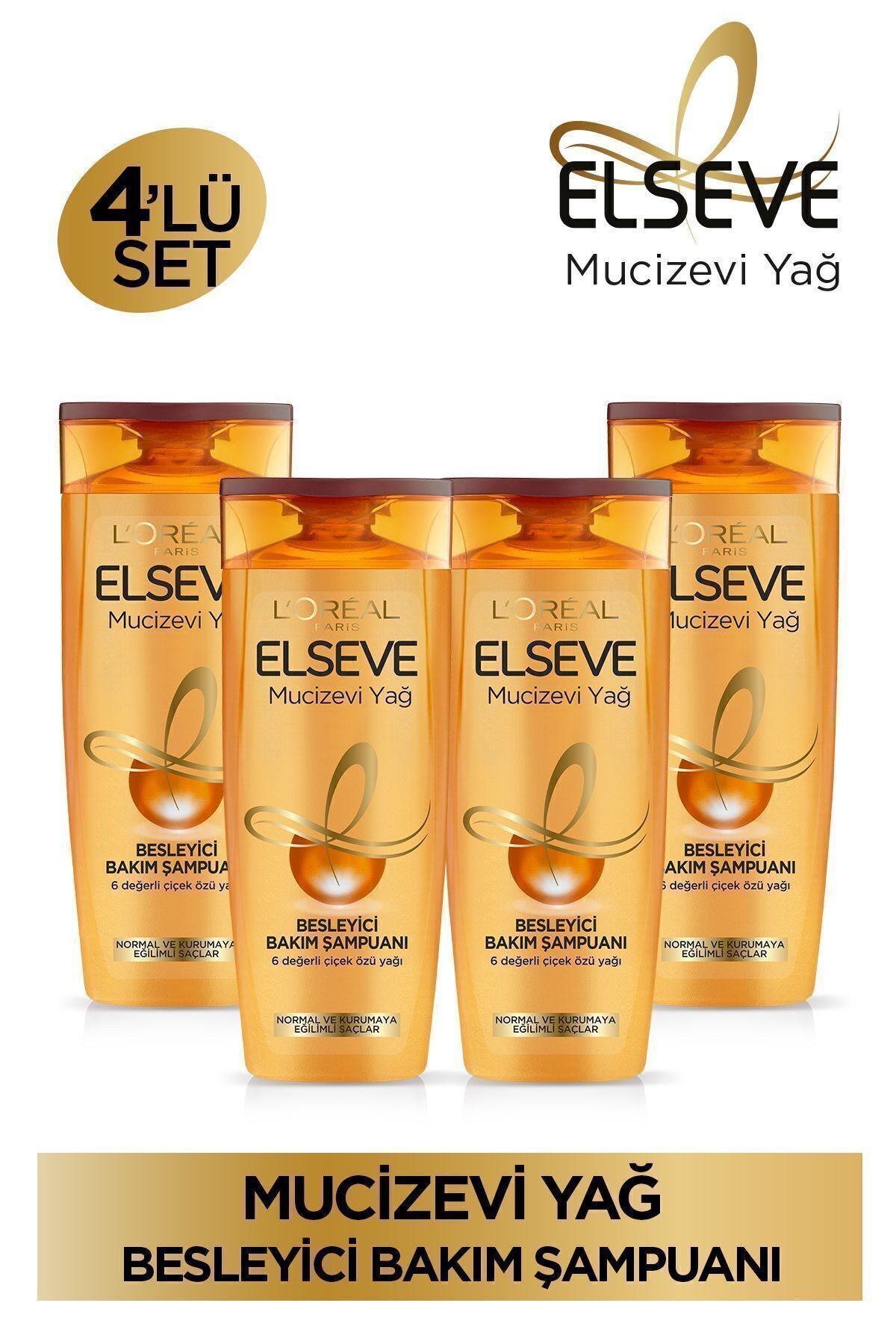 Loreal Elseve Mucizevi Yağ Besleyici Bakım Şampuanı 390 ml 4'lü Set