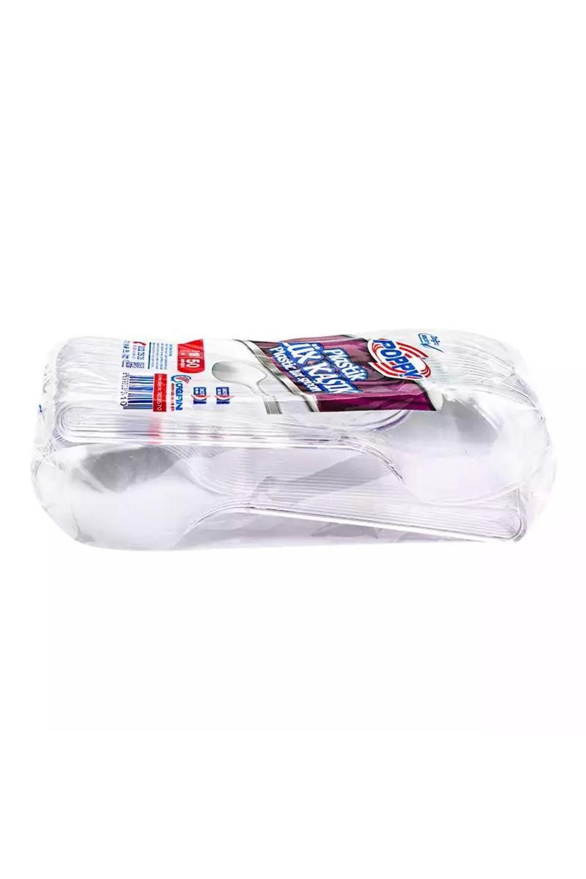 Poppy Plastik Lüx Şeffaf Kaşık - 18 Cm. - 3.2 Gr. - 3000 Adet - Koli