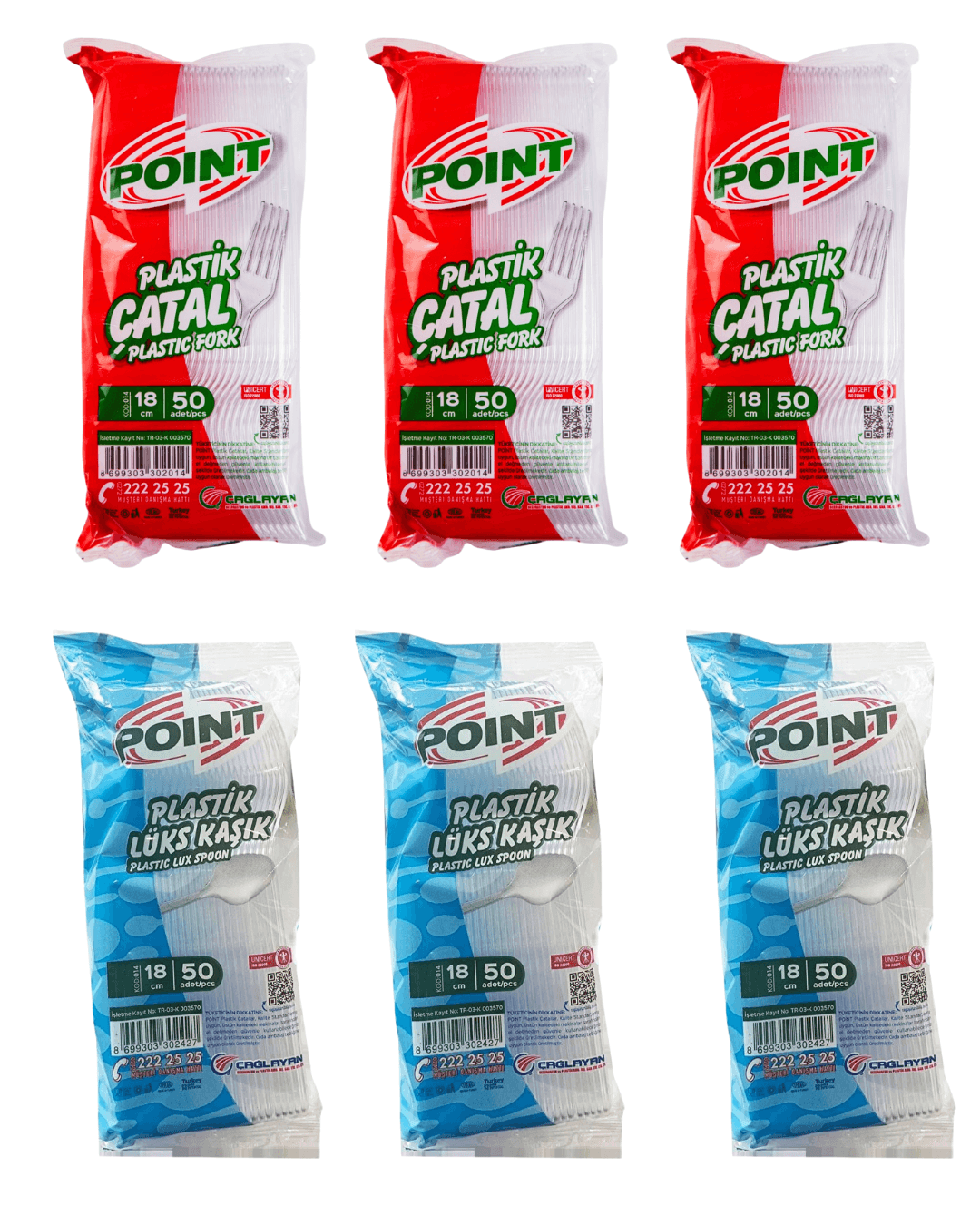 POINT PLASTİK LÜKS ÇATAL 50 ADET 3 PAKET + POİNT PLASTİK LÜKS KAŞIK 50 ADET 3 PAKET 