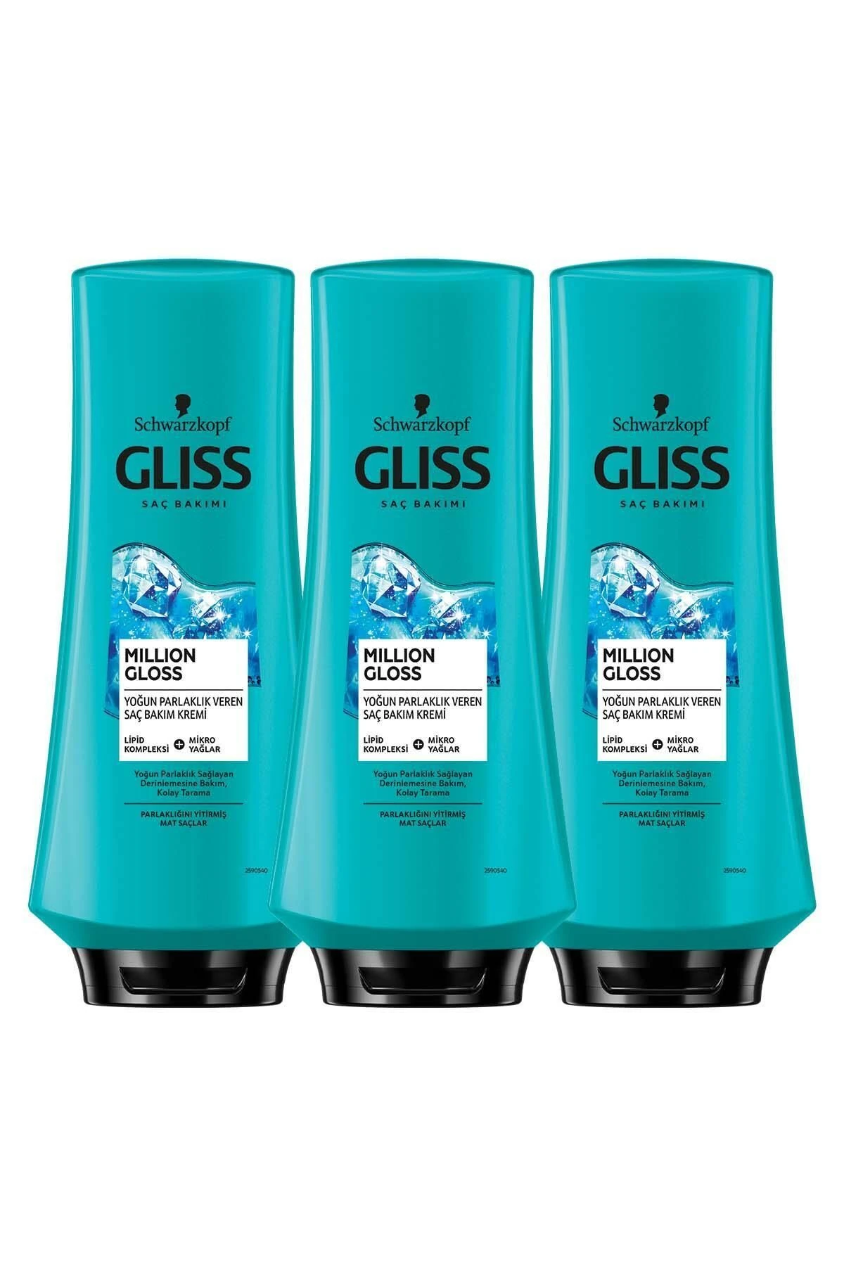 Gliss Million Gloss Yoğun Parlaklık Veren Saç Kremi 360 ml 3'lü