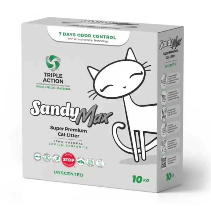 Sandy Max Triple Action Tozsuz Topaklanan Kedi Kumu 10 KG