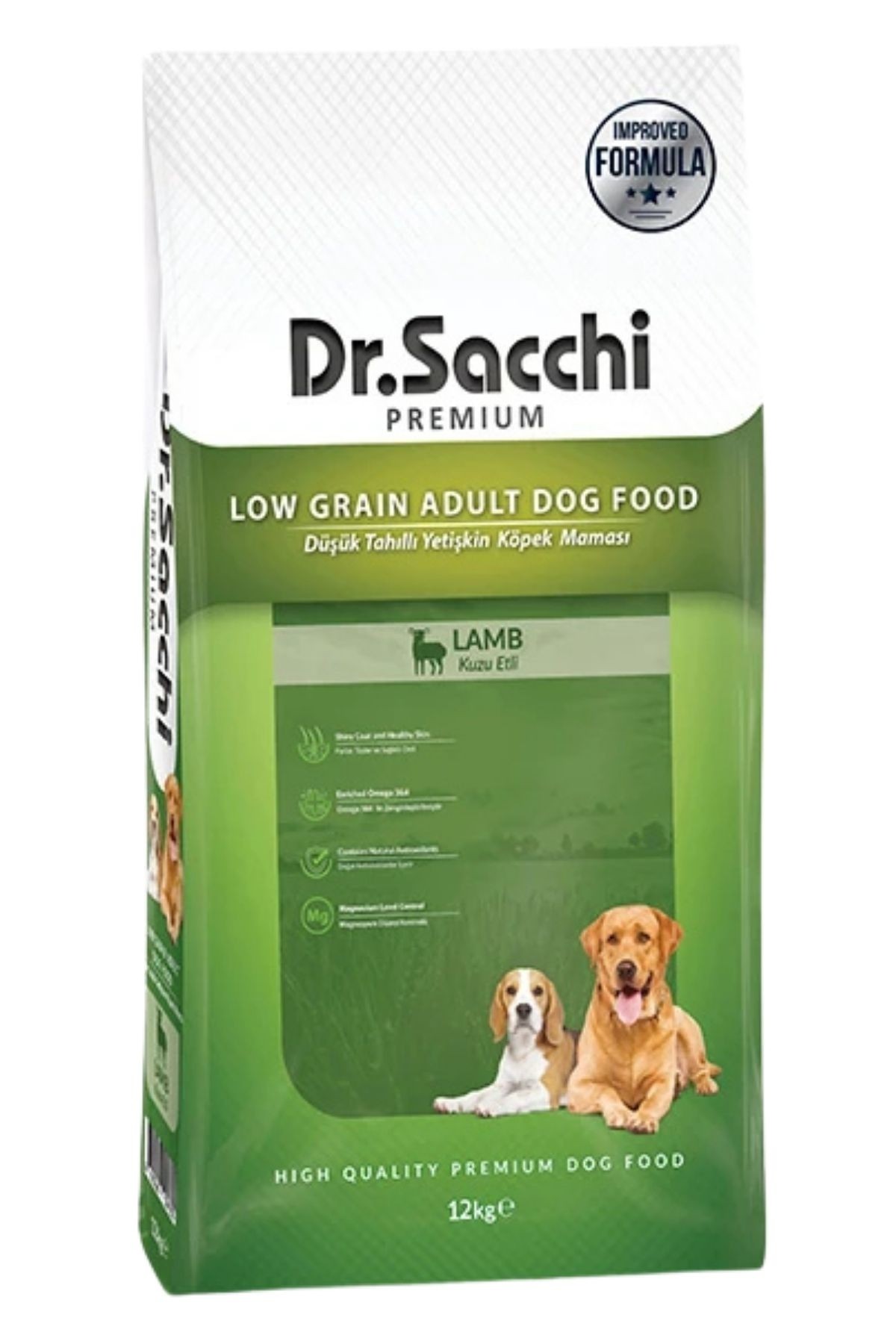 Dr.Sacchi Düşük Tahıllı Kuzu Etli Yetişkin Köpek Maması 12 KG