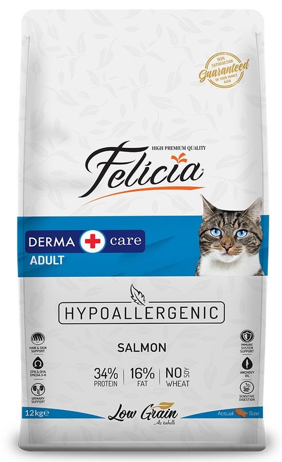 Felicia Yetişkin Somonlu Az Tahıllı HypoAllergenic Kedi Maması 12 KG