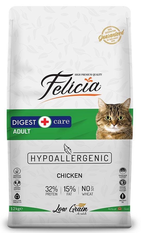 Felicia Yetişkin Tavuklu Az Tahıllı HypoAllergenic Kedi Maması 12 KG