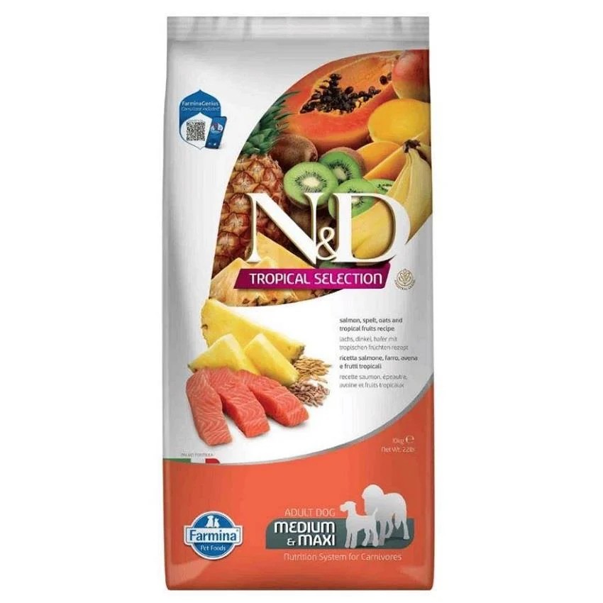 N&D Tropical Somonlu Orta ve Büyük Irk Köpek Maması 10 KG