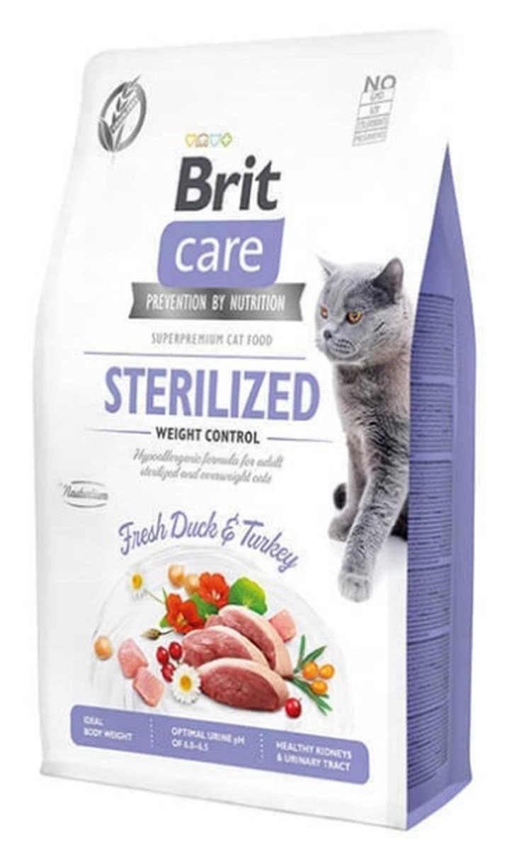 Brit Care Hypoallergenic Kilo Kontrol Ördekli Tahılsız Kısırlaştırılmış Kedi Maması 2 KG