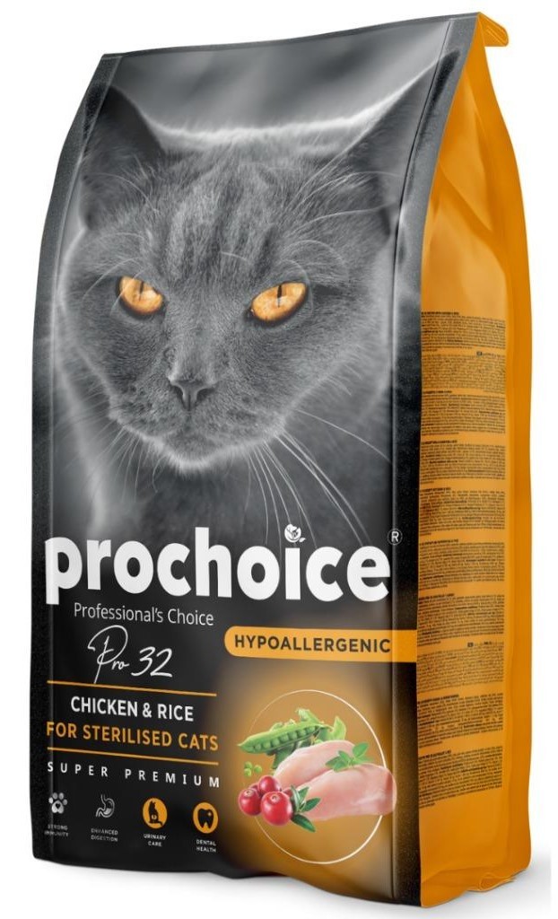 ProChoice Pro 32 Sterilised Tavuklu ve Pirinçli Kısırlaştırılmış Yetişkin Kedi Maması 2 KG