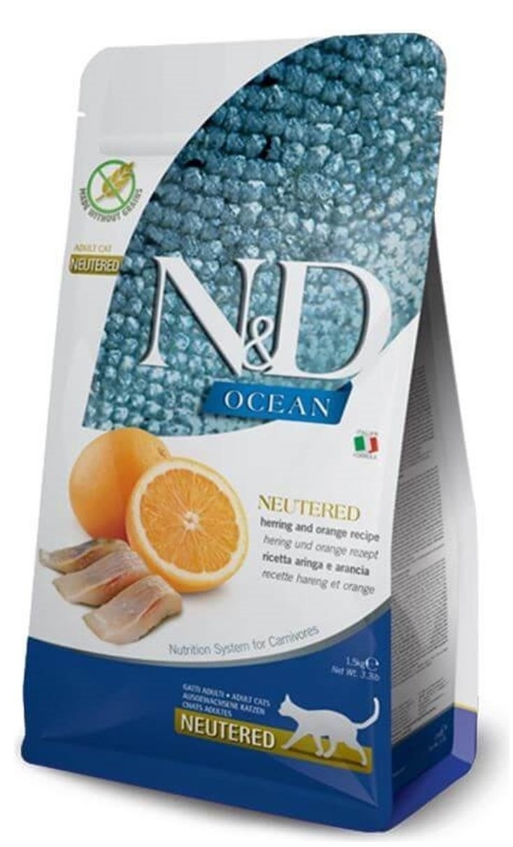 N&D Ocean Ringa Balıklı ve Portakallı Kısırlaştırılmış Kedi Maması 5 KG