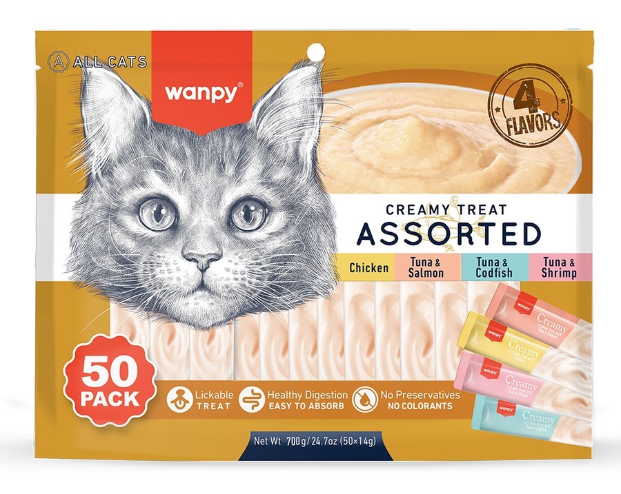 Wanpy Karışık 8 Lezzetli Krema Kedi Ödülü 50x14gr