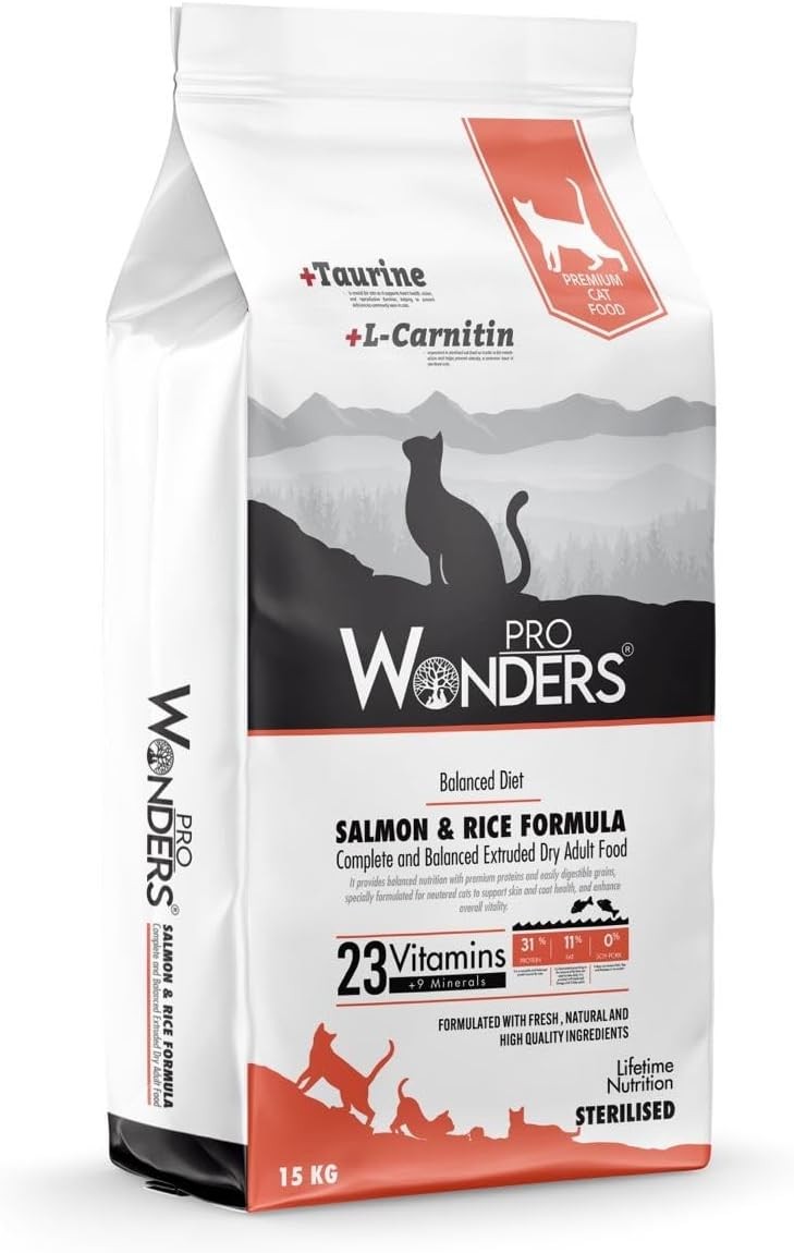 Pro Wonders Somonlu ve Pirinçli Kısırlaştırılmış Kedi Maması 15 KG