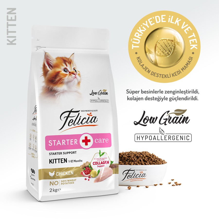 Felicia Yavru Tavuklu Az Tahıllı HypoAllergenic Kedi Maması 2 KG