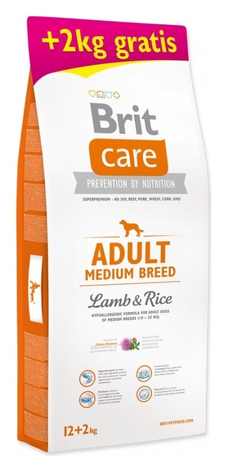 Brit Care Hypo-Allergenic Kuzu Etli Orta Irk Yetişkin Köpek Maması 12+2 KG