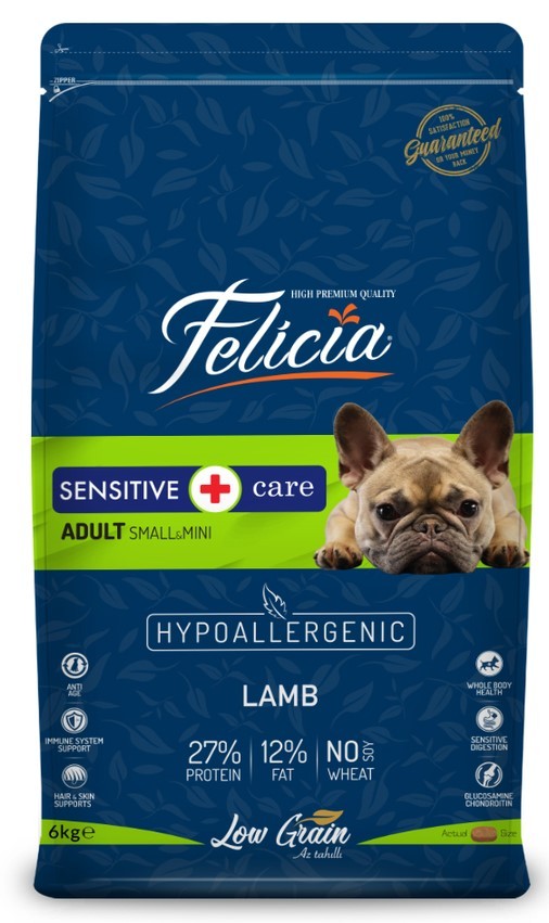 Felicia Yetişkin Kuzulu Small/Mini Az Tahıllı HypoAllergenic Köpek Maması 6 KG