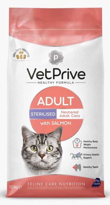 Vet Prive Somonlu Kısırlaştırılmış Yetişkin Kedi Maması 10 KG