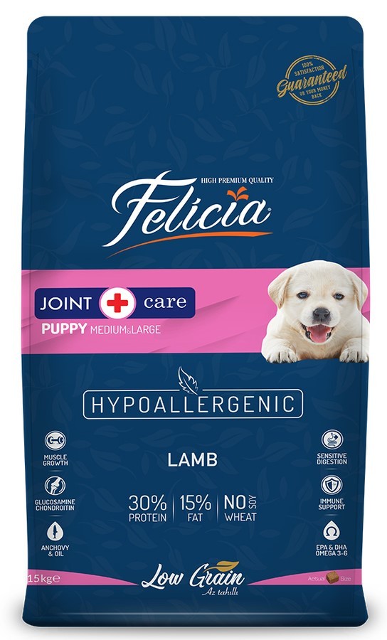 Felicia Yavru Kuzulu M/Large Az Tahıllı Breed HypoAllergenic Köpek Maması 15 KG