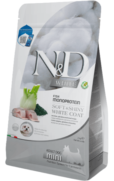 N&D White Dog Levrek ve Spirulinalı Küçük Irk Yetişkin Köpek Maması 2 KG
