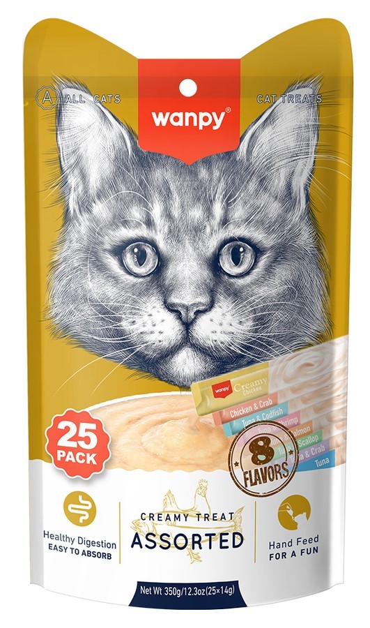 Wanpy Karışık 8 Lezzetli Krema Kedi Ödülü 25x14gr