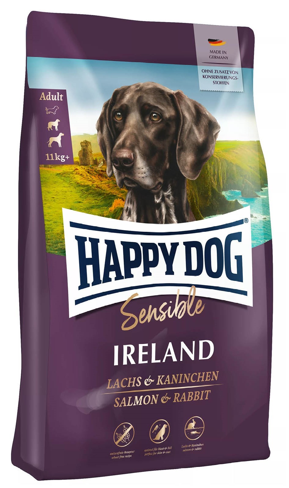 Happy Dog Ireland Somonlu Ve Tavşanlı Hassas Yetişkin Köpek Kuru Maması 12,5 KG