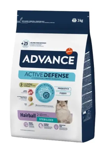 Advance Hairball Sterilised Hindili Kısırlaştırılmış Kedi Maması 3 KG
