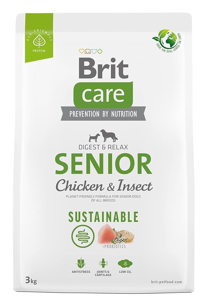 Brit Care Sustainable Senior Chicken & Insect Tavuklu Ve Larva Proteinli Yaşlı Köpek Maması 3 KG