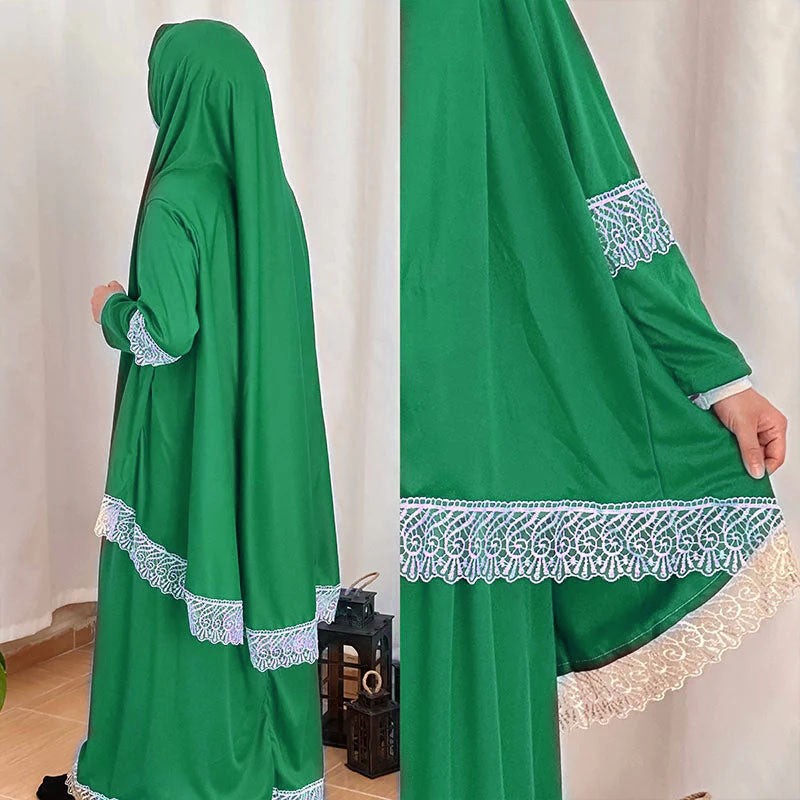 Yetişkin Koyu Yeşil Namaz Elbisesi