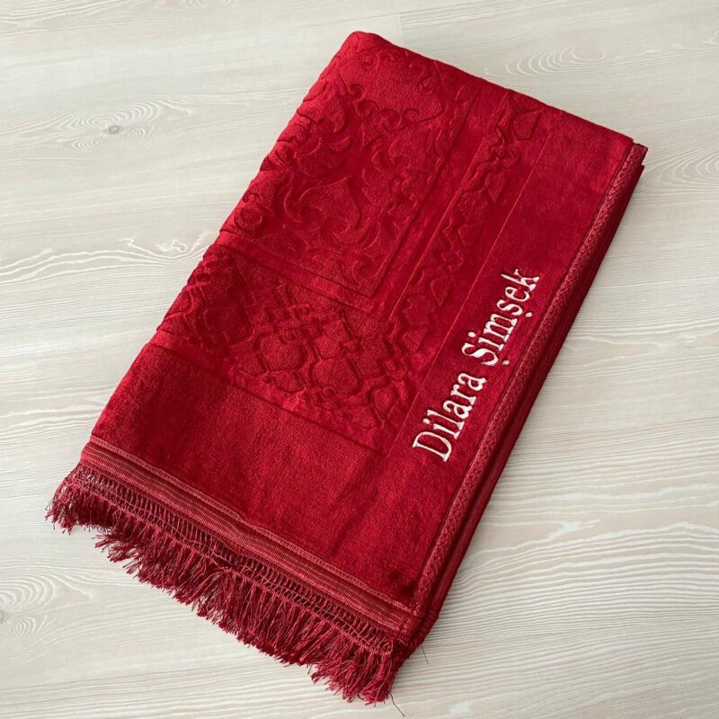 Özel İsimli Peluş Seccade (Bordo)