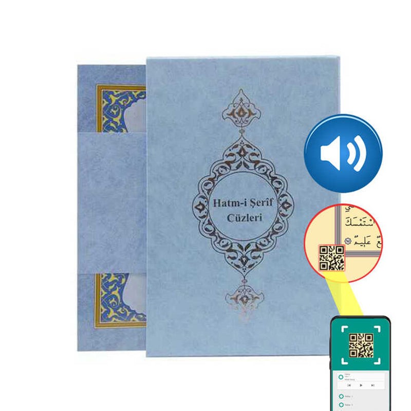 (Orta Boy) 30 Cüz Kur’an-ı Kerim (Mavi, Karton Kapak, Kutulu)