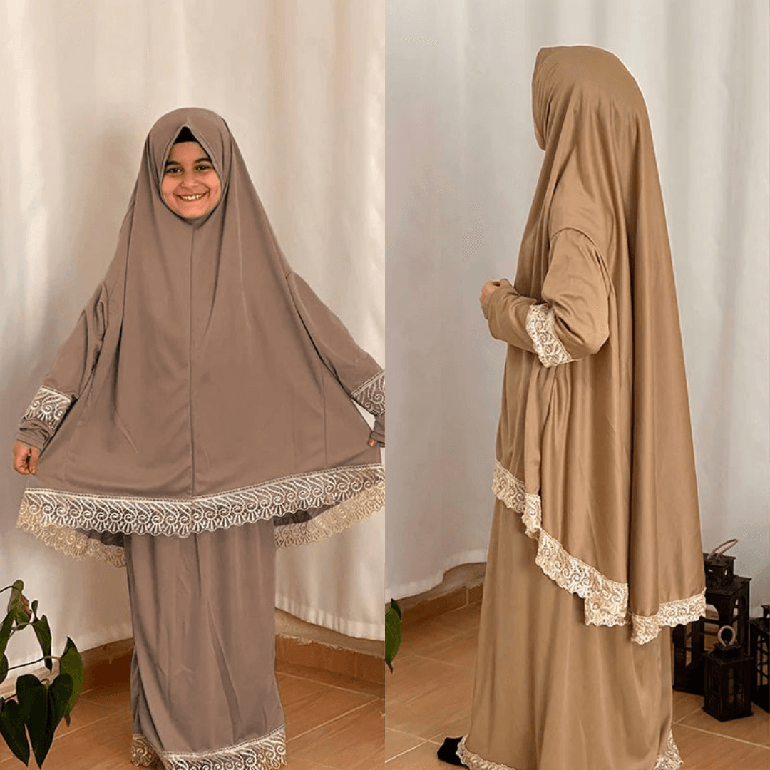 İkili Anne-Kız Gold Namaz Elbisesi