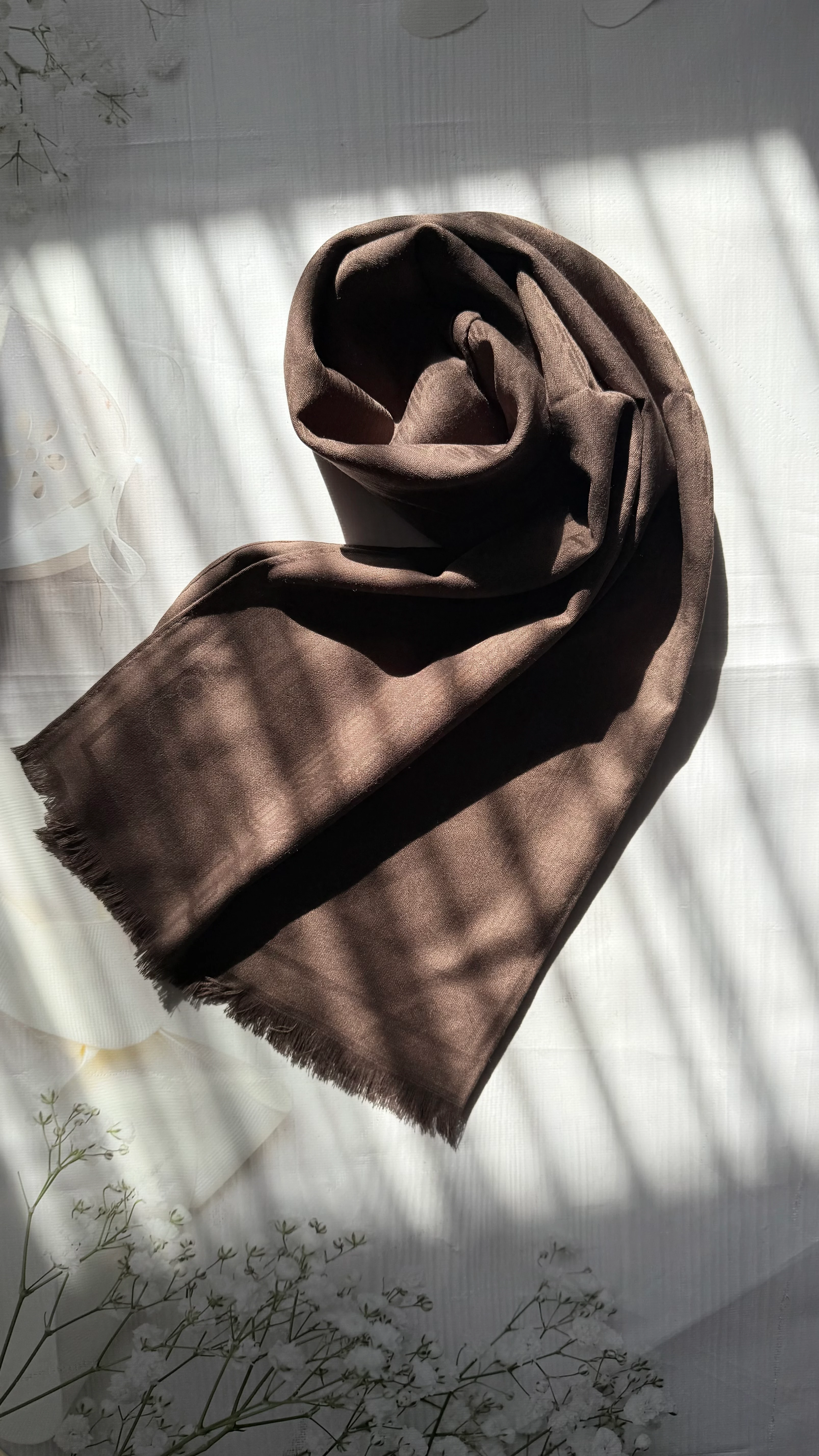 Kahverengi Yün-Pamuk Şal