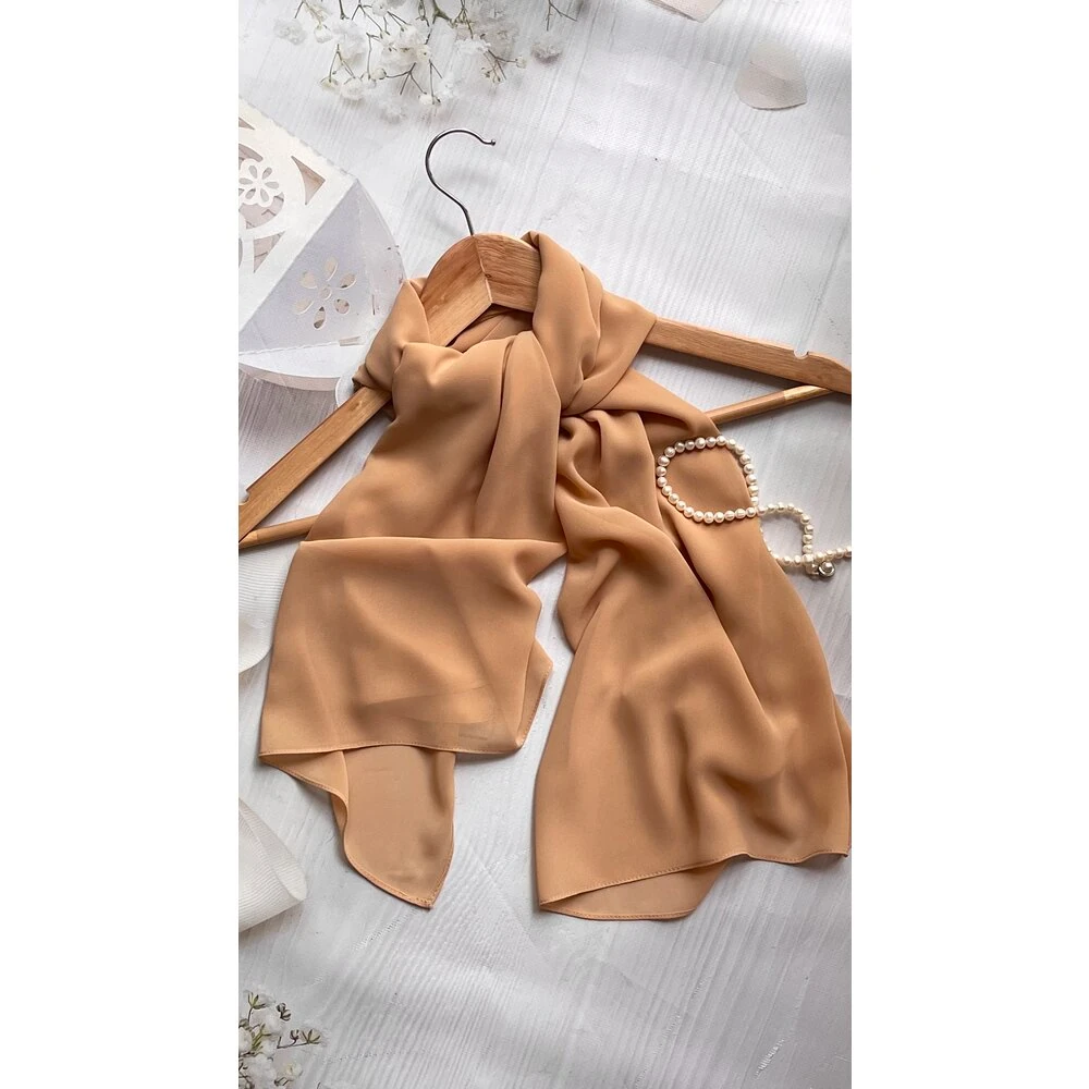 Açık Sütlükahve Rengi Şifon Fular