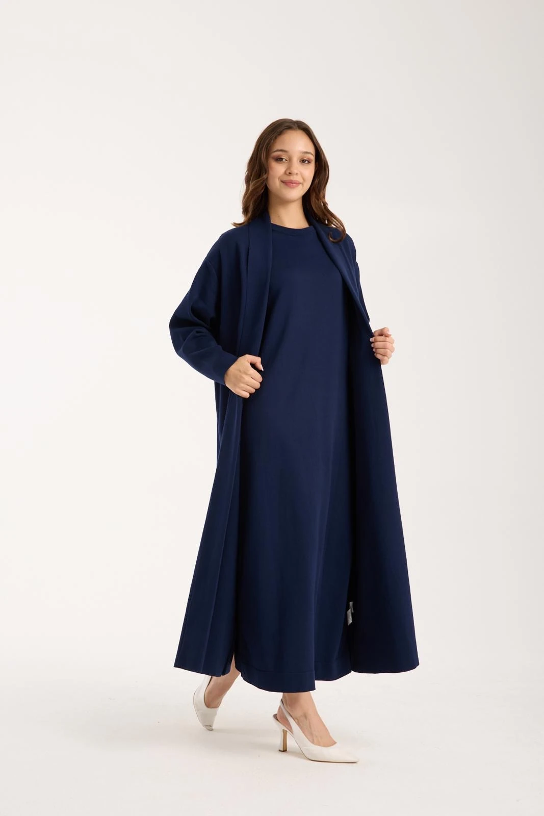 Lacivert Merserize Uzun Hırka Takım image