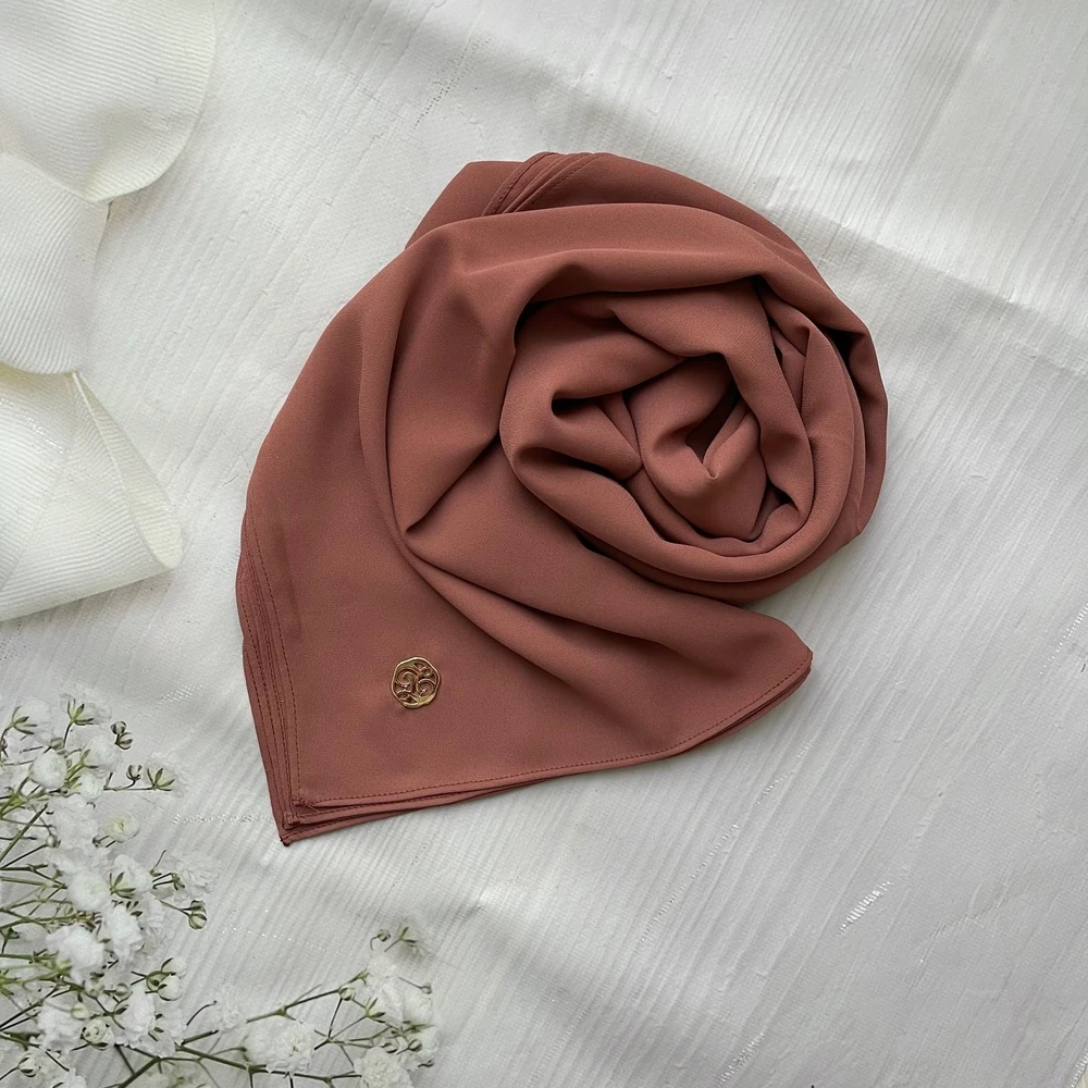 FAHZA- Bakır Rengi Krep Şifon Şal