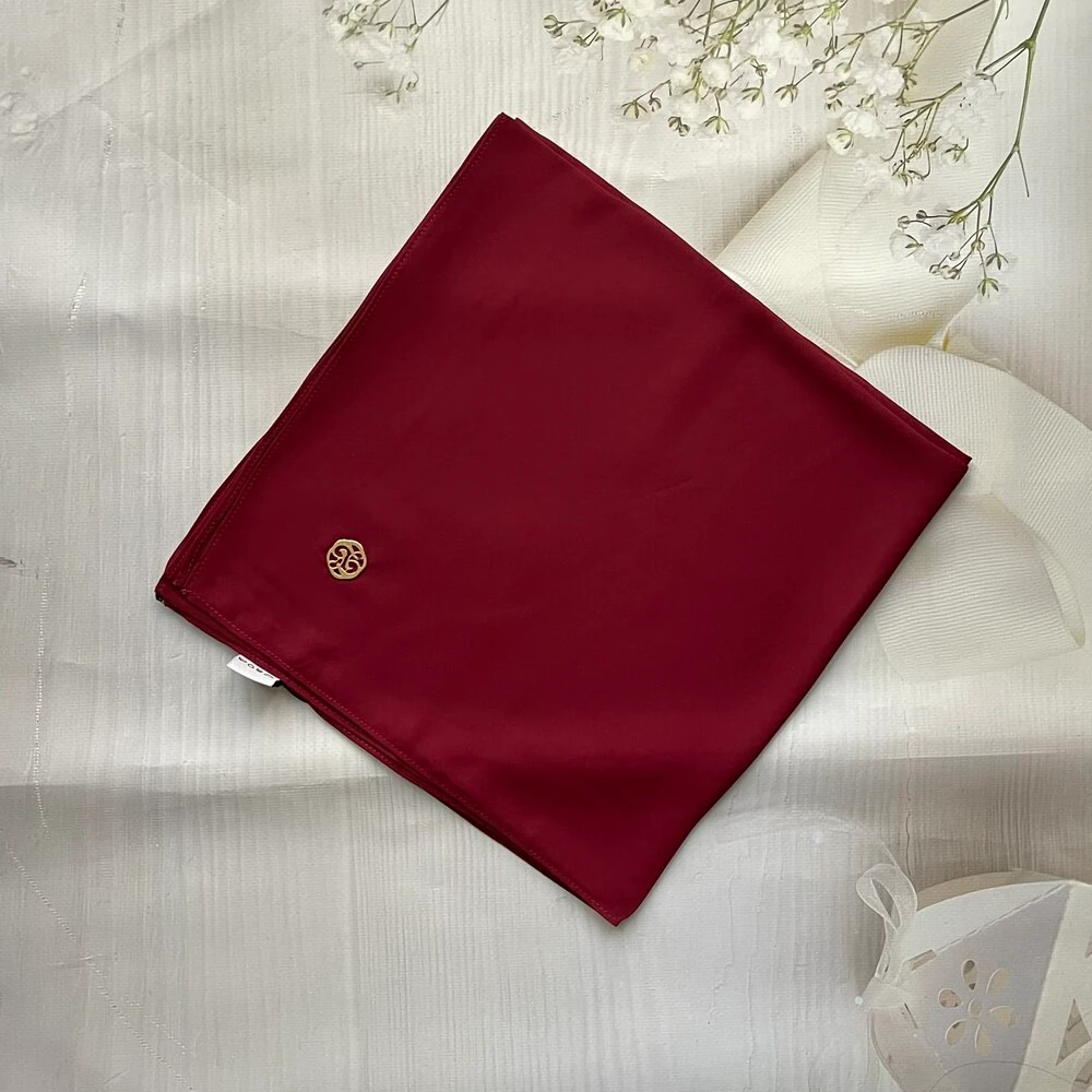 FAHZA-Bordo Krep Şifon Kare Eşarp main variant image