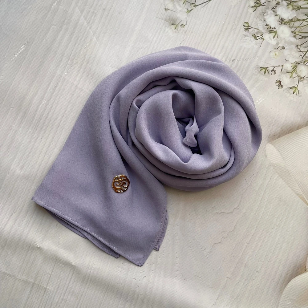 FAHZA- Lavender Crepe-Chiffon Scarf main variant image