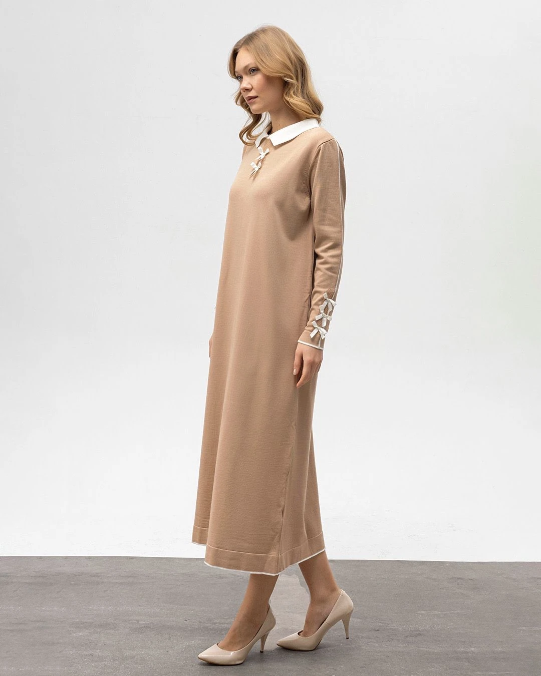 Fiyonk Detaylı Merserize Elbise image