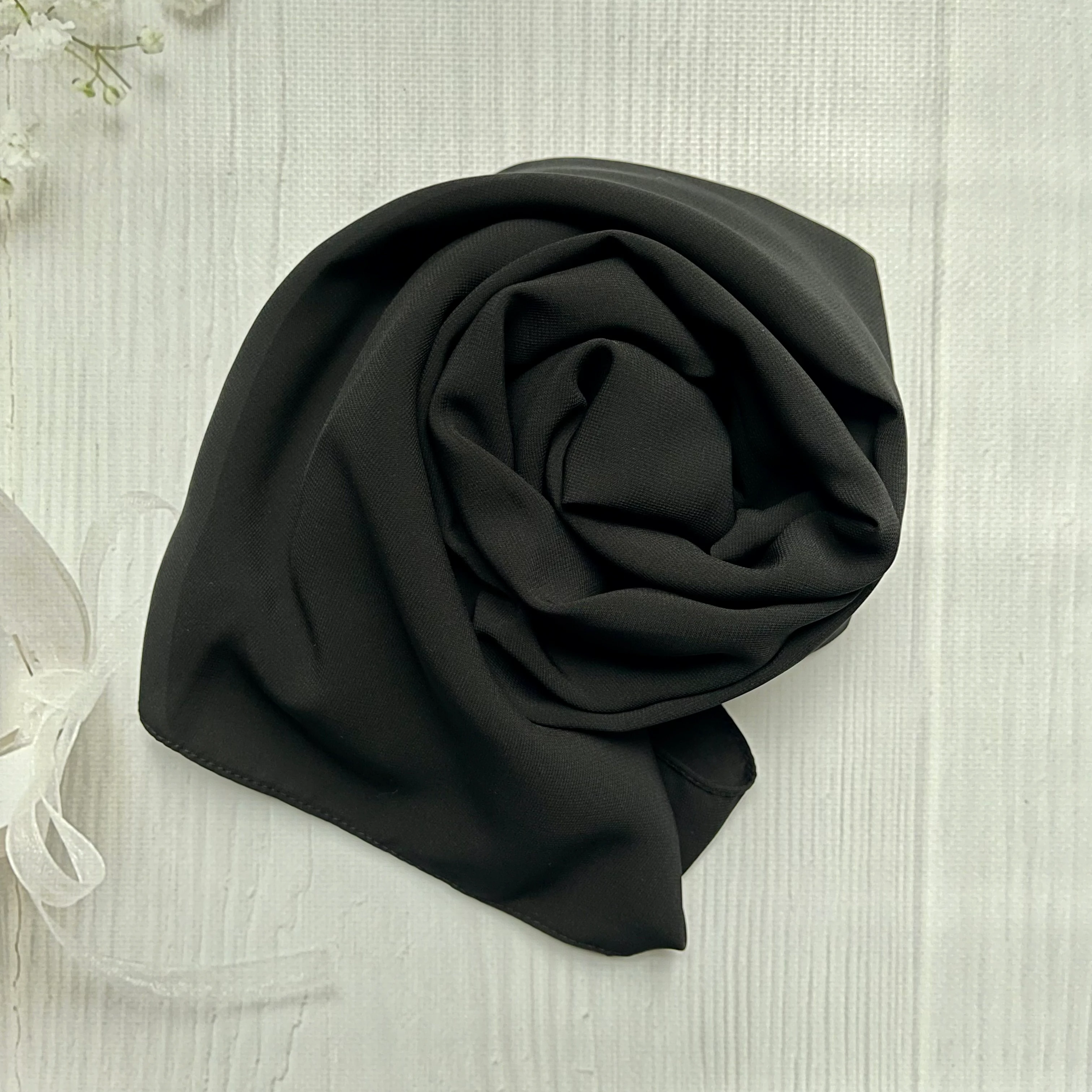 FAHZA- Siyah Krep-Şifon Kare Eşarp