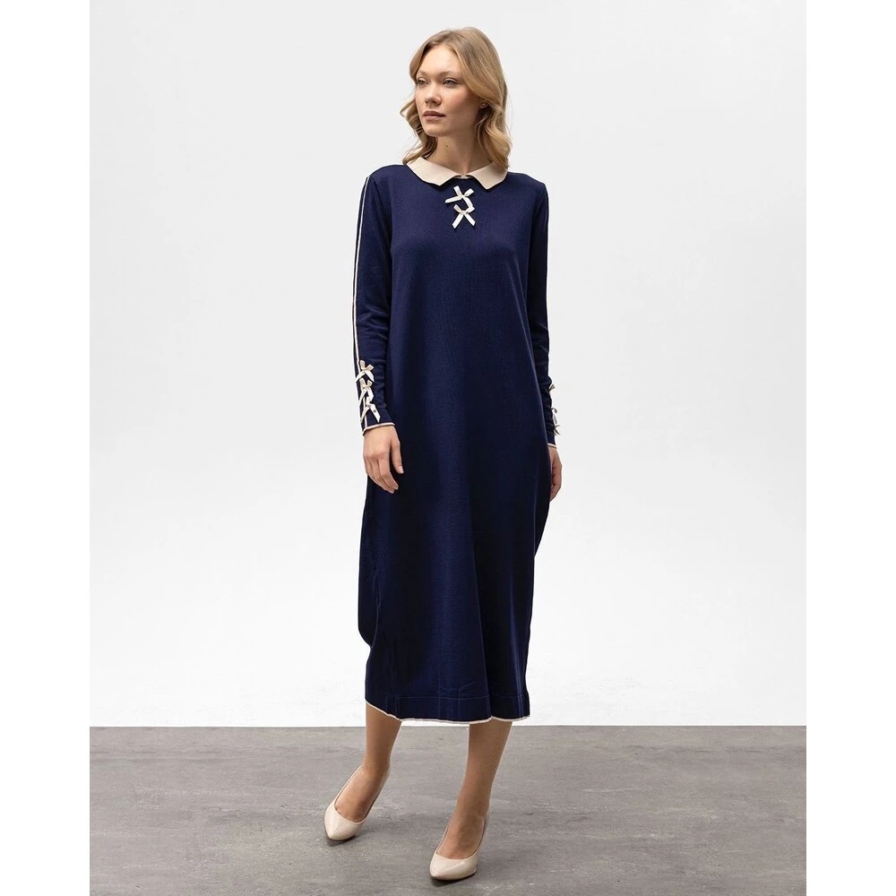 Lacivert Triko Elbise