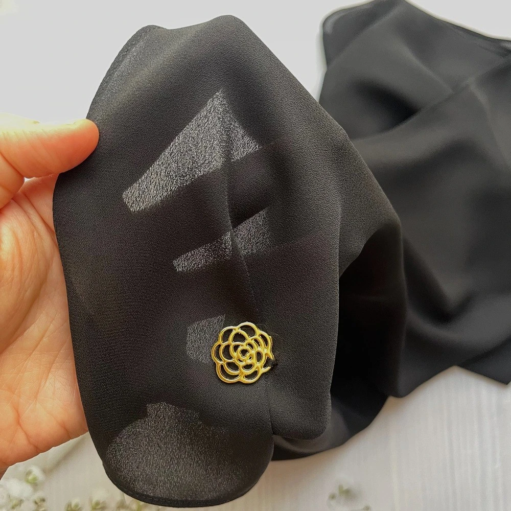 FAHZA-Black Crepe-Chiffon Square Scarf main variant image