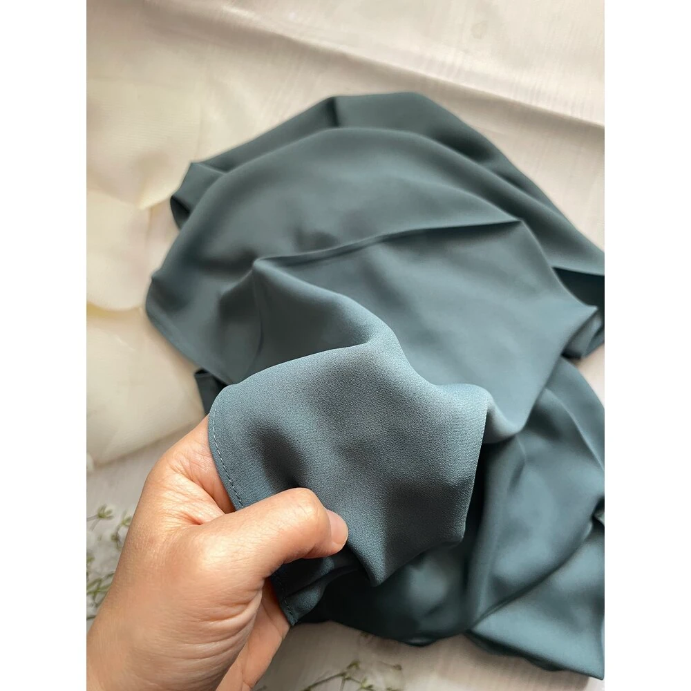 FAHZA-Dark Turquoise Crepe-Chiffon Scarf