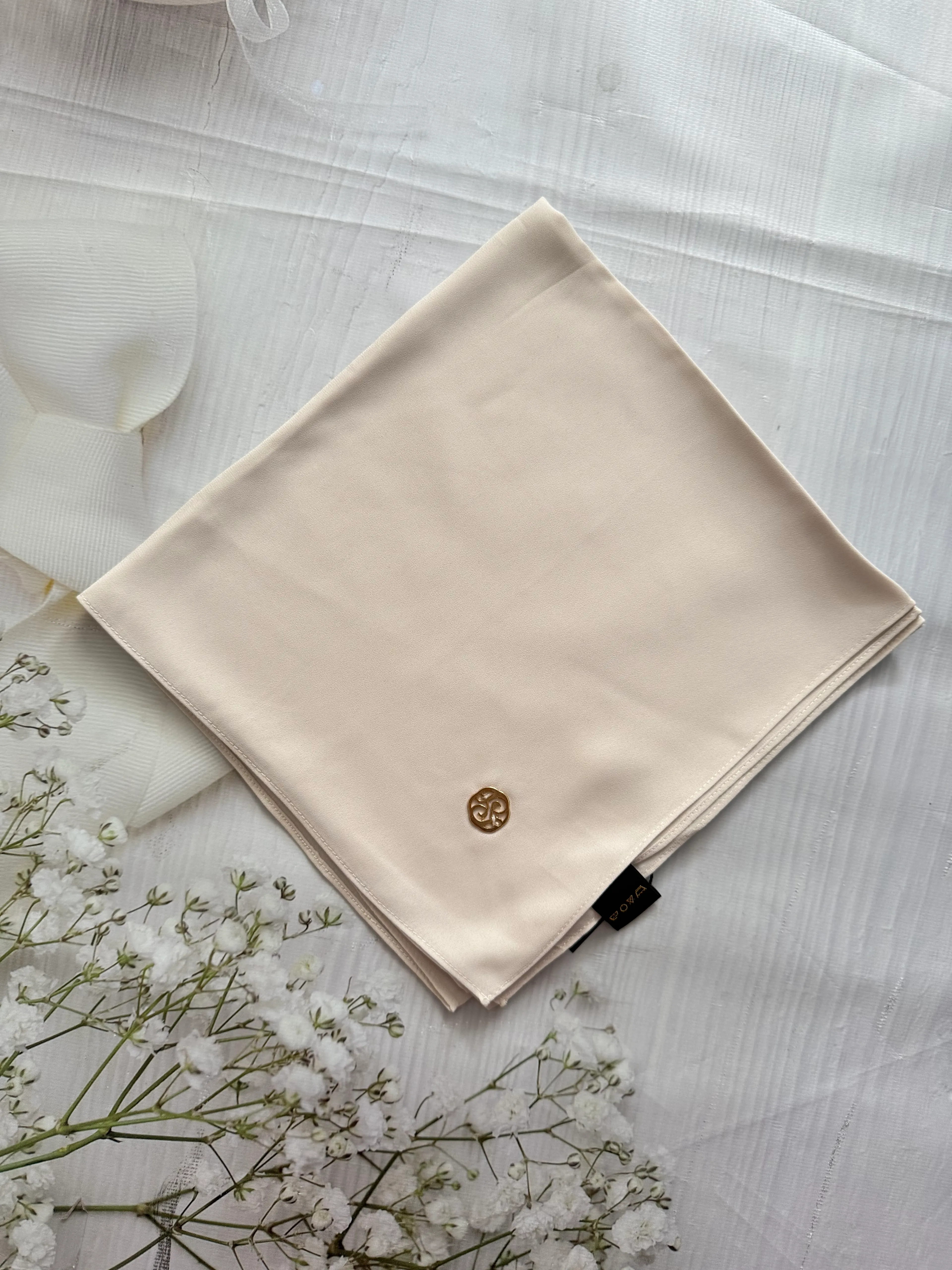 FAHZA Krem Kare Krep Şifon Eşarp image