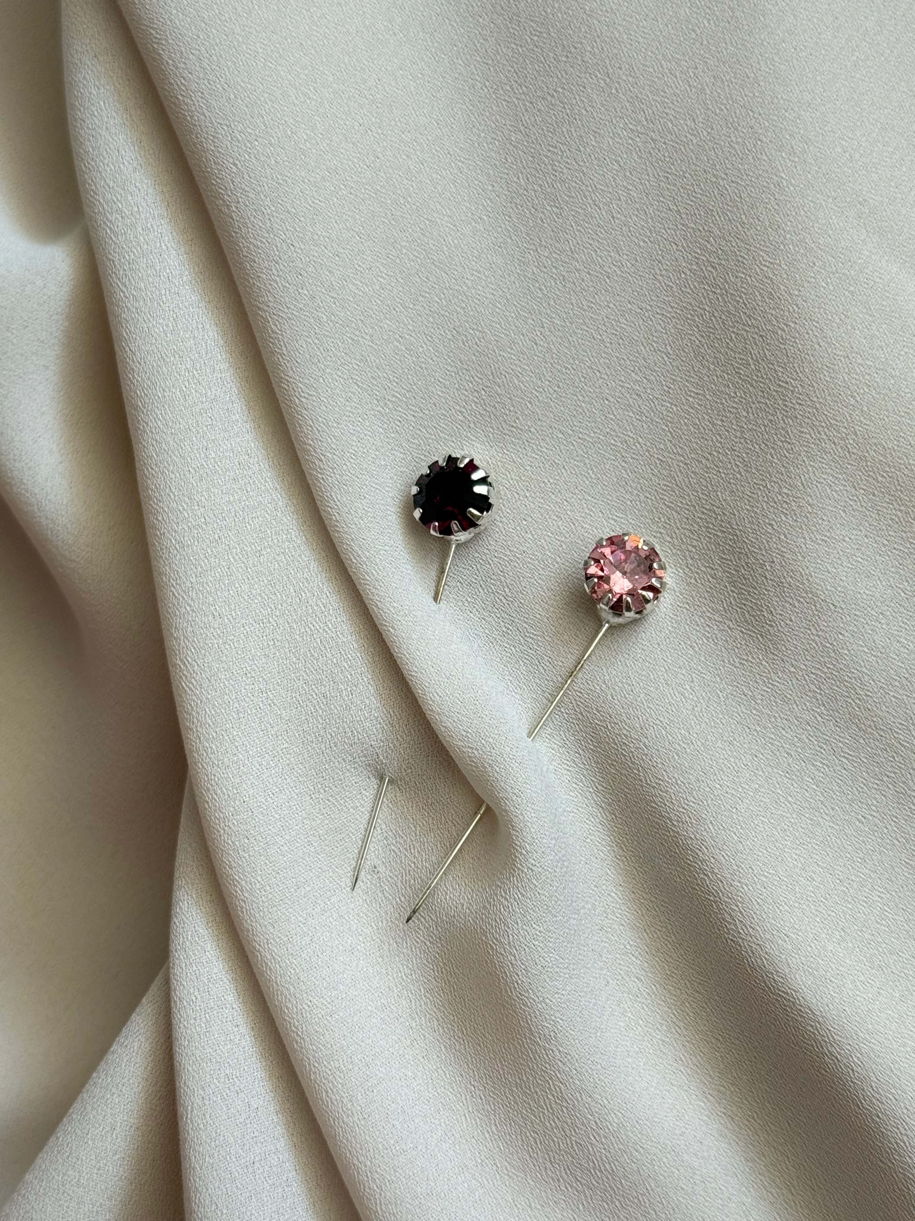 Mor ve Pembe Taşlı İkili Eşarp/Şal İğnesi 