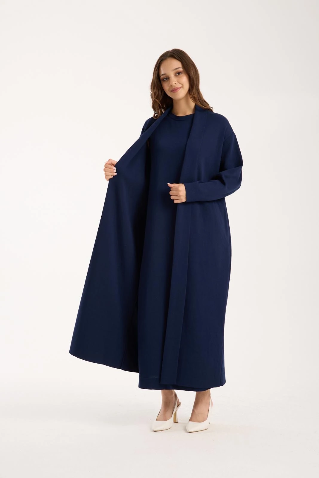 Lacivert Merserize Uzun Hırka Takım