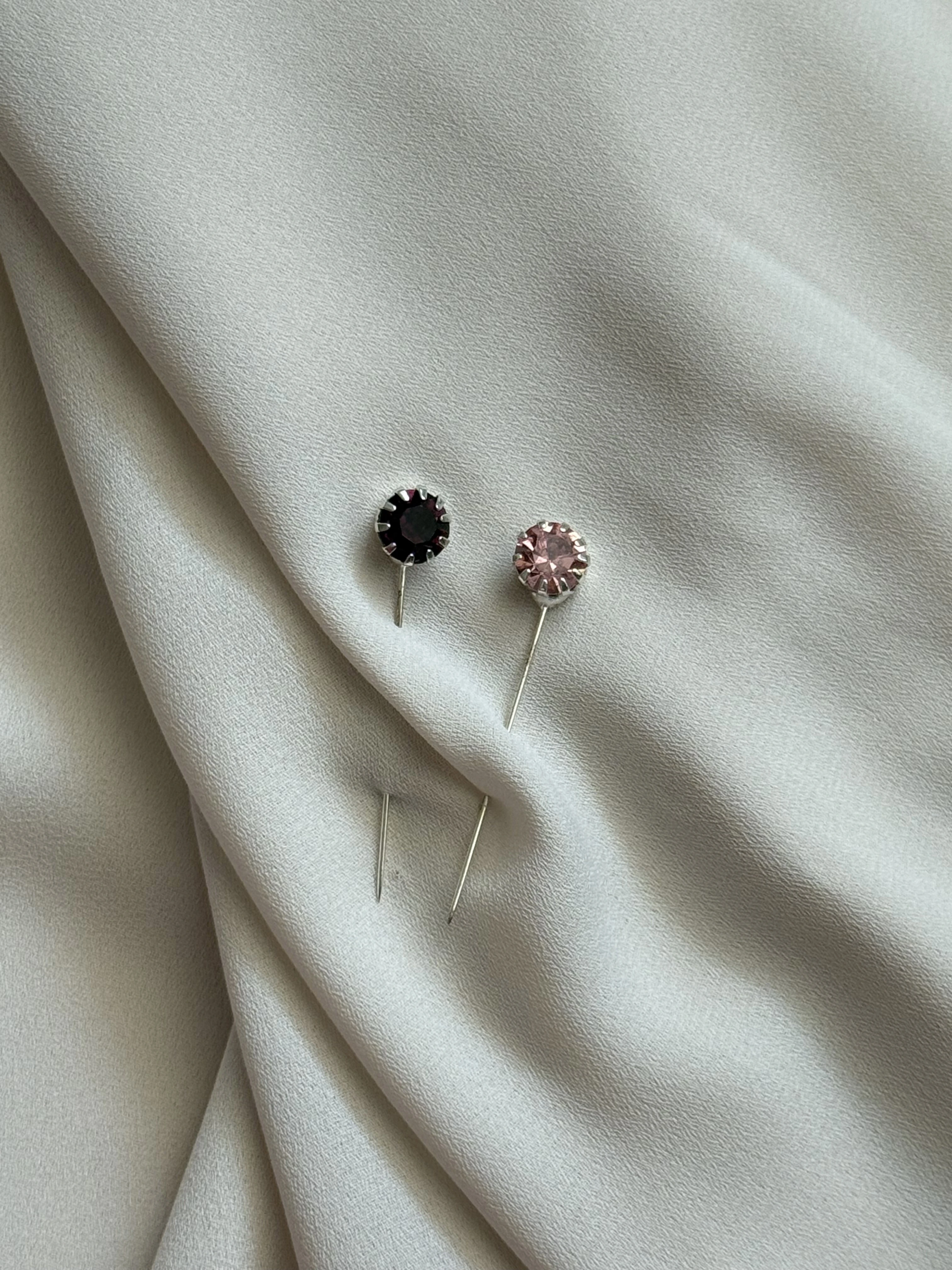 Mor ve Pembe Taşlı İkili Eşarp/Şal İğnesi 