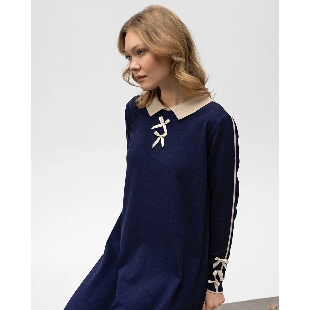 Lacivert Triko Elbise