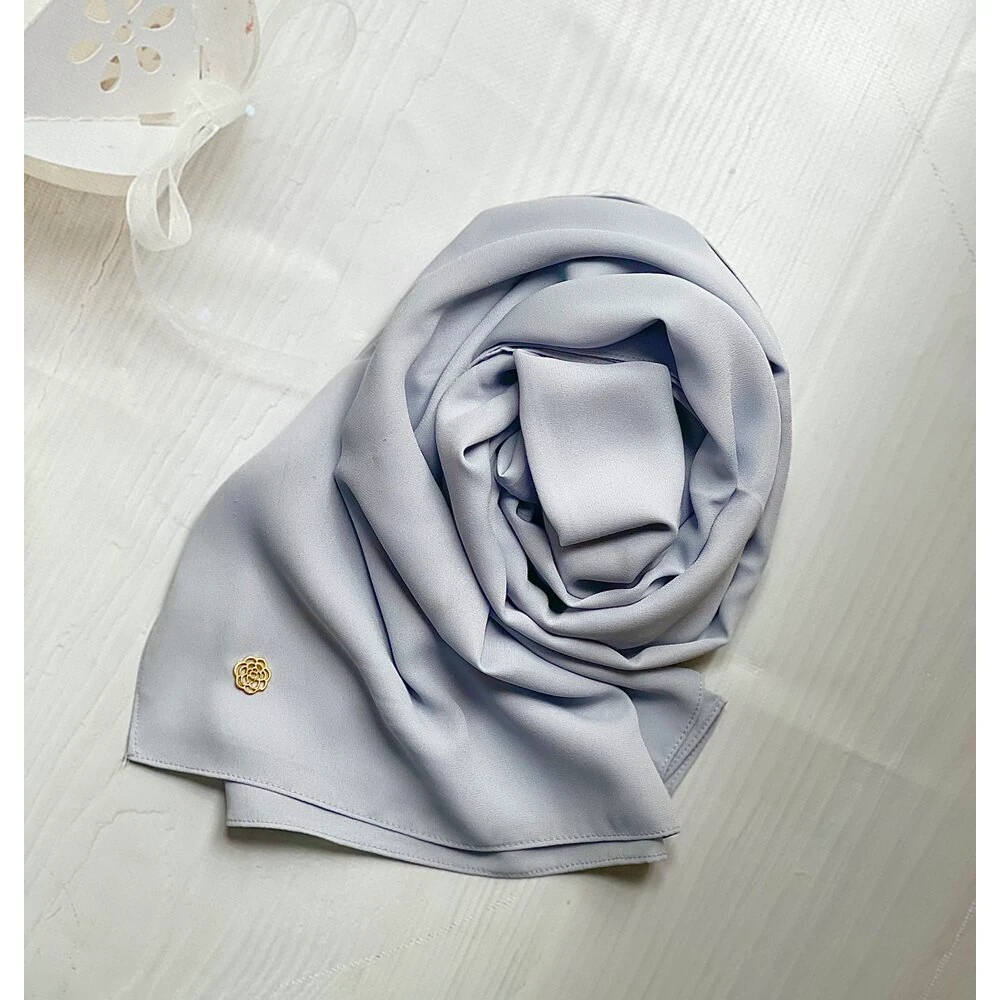 FAHZA-Light Grey Crepe-Chiffon Scarf main variant image